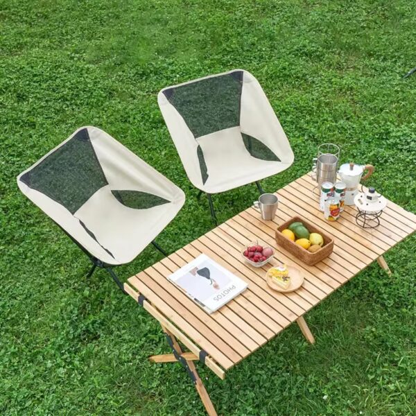 Outdoor Camping Portable Folding Moon Chair Camping Fishing Chair Leisure Beach Chair Thick Steel Pipe Bearing 100KG