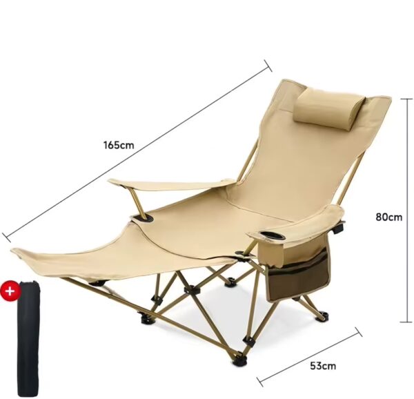 Outdoor Folding Lounge Chair 4 Gear Adjustable Angle Recliner Lightweight Fishing Chair Portable Camping Chair With Foot Support - Image 4