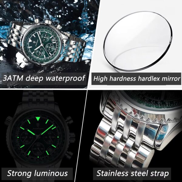 POEDAGAR Luxury Military Watch for Men Waterproof Luminous Date Chronograph Man Watch Sport Quartz Stainless Steel Men's Watches - Image 4
