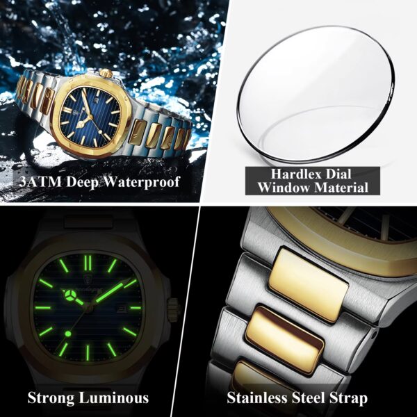 POEDAGAR Luxury Square Watch for Woman Waterproof Luminous Date Ladies Watch Stainless Steel Quartz Women's Watches Female Reloj - Image 3