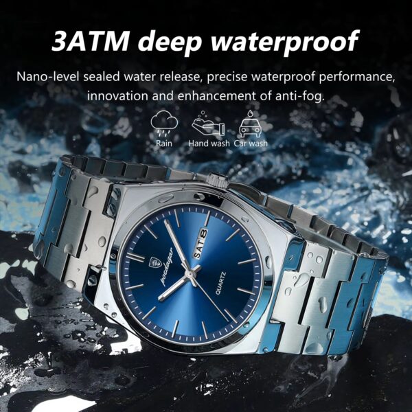 POEDAGAR Luxury Watch For Man Waterproof Luminous Date Week Stainless Steel Men Watch Casual Quartz Men's Watches Male Clock+box - Image 2