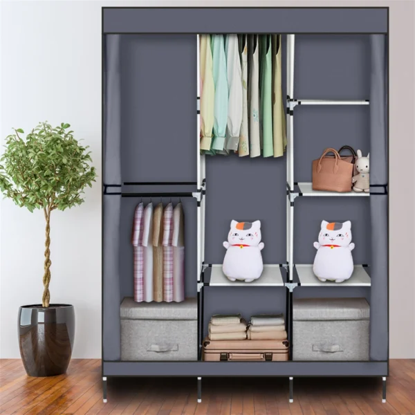 71" Portable Closet Wardrobe Clothes Rack Storage Organizer with Shelf Gray - Image 2