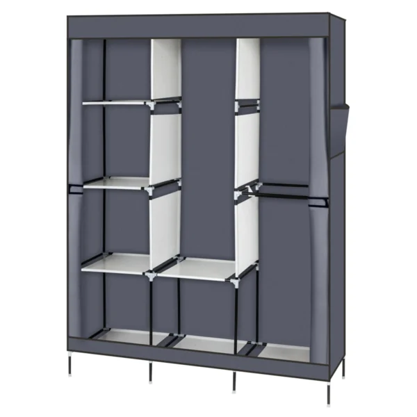 71" Portable Closet Wardrobe Clothes Rack Storage Organizer with Shelf Gray - Image 4