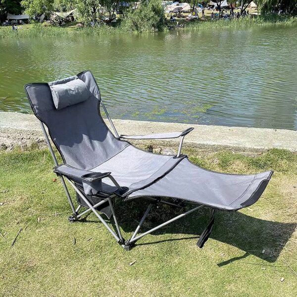 Niceway Foldable Picnic Camping Portable Fishing Chairs Beach Chairs Outdoor Garden Park Single Lazy Chair Backrest Cushion - Image 4