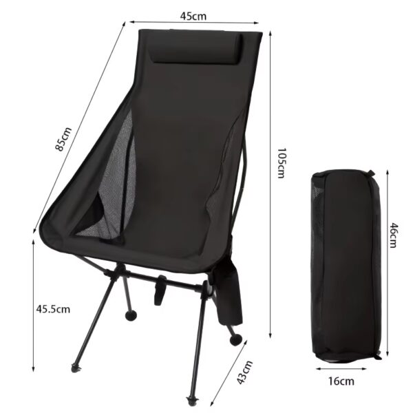 Portable Folding Moon Chair Outdoor Camping Aluminum Alloy Fishing Chair Beach Picnic Cup Bag Ultralight Folding Travel Chair - Image 4