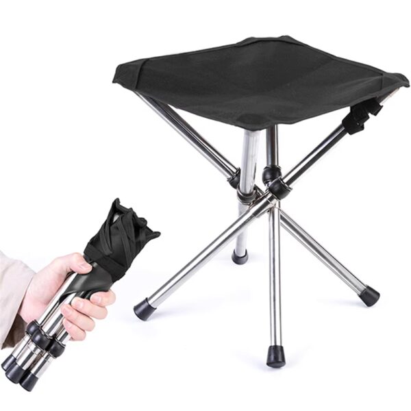 Foldable Large Chair Stainless Steel Portable Outdoor Stool Bench Seat Subway Train Travel Picnic Camping Fishing Chair Folding