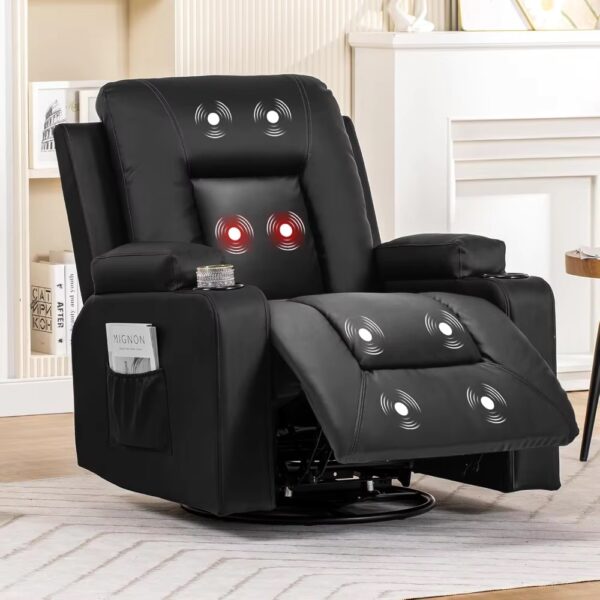 Recliner Chair, Swivel Rocker Recliners,Massage Heat Reclining Chair, Reclining Sofa with Side Pockets, Suitable for the elderly