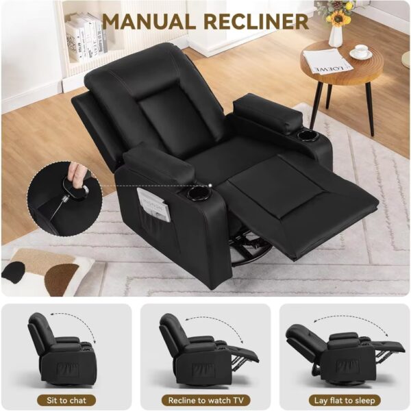 Recliner Chair, Swivel Rocker Recliners,Massage Heat Reclining Chair, Reclining Sofa with Side Pockets, Suitable for the elderly - Image 3