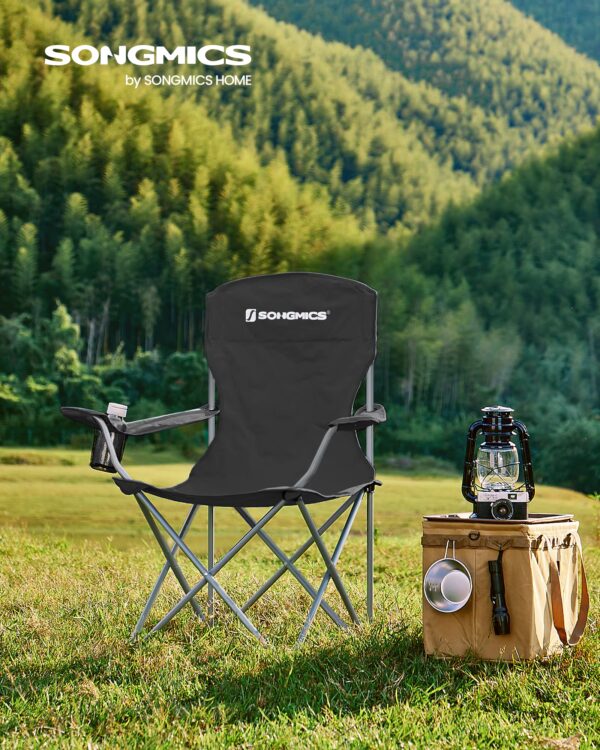 SONGMICS Set of 2 Folding Camping Chairs, Comfortable, Heavy Duty Structure, Max. Load Capacity 330 lb, Outdoor Chair - Image 2