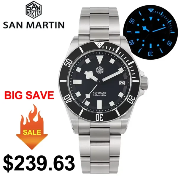 San Martin SN0121T Titanium Diving Watch NH35 Automatic Movement Watches Grade2 Titanium 120 Click Waterproof 300m Wristwatch