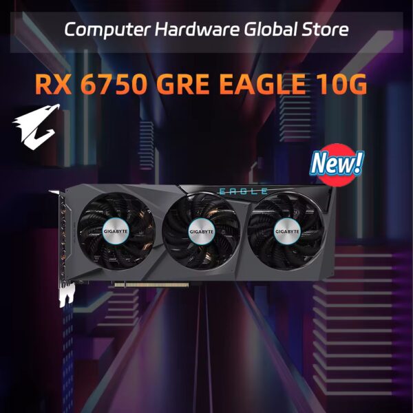 New GIGABYTE-AMD RX6750GRE EAGLE 10G Three fan graphics card Placa de vídeo GDDR6 256 bits PCIe 4.0 - Image 2