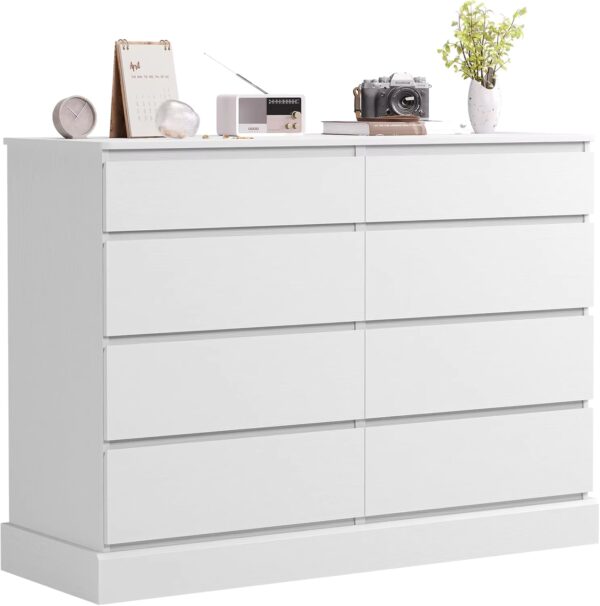 White Dresser for Bedroom,, Large Capacity Clothing Storage Cabinet, Wide Dresser for Bedroom Living Room Entryway