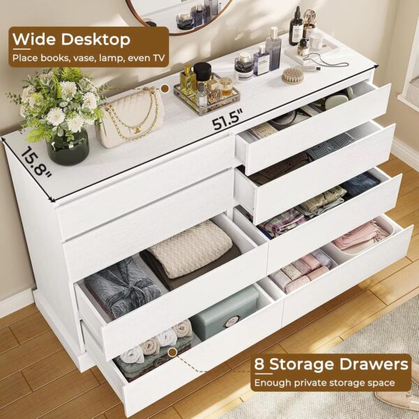 White Dresser for Bedroom,, Large Capacity Clothing Storage Cabinet, Wide Dresser for Bedroom Living Room Entryway - Image 2