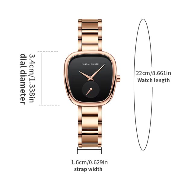 2023 New Women's Quartz Wristwatch 34mm Wine Barrel Rose Gold Black Stopwatch Fashionable Minimalist Style Oval Women's Watches - Image 3