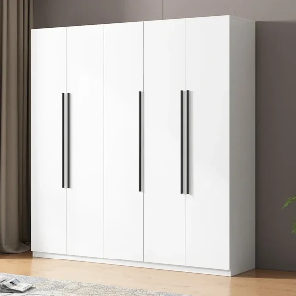 Wooden Wardrobe, Dustproof Cabinet, Cabinet with Clothes Drying Pole, Multiple Sizes Can Be Selected, Home Bedroom Wardrobe - Image 2