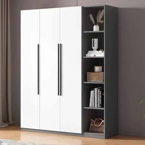 Wooden Wardrobe, Dustproof Cabinet, Cabinet with Clothes Drying Pole, Multiple Sizes Can Be Selected, Home Bedroom Wardrobe - Image 3