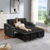 3 in 1 Convertible Sleeper Sofa Bed,Velvet Pull Out Couch Bed w USB&Type C Port,Comfy Futon Loveseat w Adjustable Backrest Phone