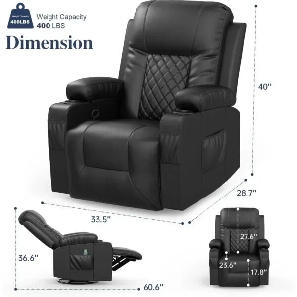 Reclining Sofas Massage Rocker with Heated Modern Ergonomic Lounge 360 Degree Swivel Single Sofa Seat Reclining Sofas - Image 2