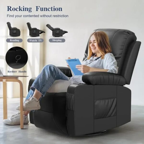 Reclining Sofas Massage Rocker with Heated Modern Ergonomic Lounge 360 Degree Swivel Single Sofa Seat Reclining Sofas - Image 3