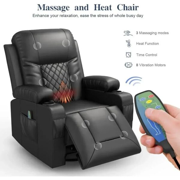 Reclining Sofas Massage Rocker with Heated Modern Ergonomic Lounge 360 Degree Swivel Single Sofa Seat Reclining Sofas - Image 4